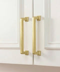 30 Pack 5 1/16 Inch Gold Cabinet Handles, Solid Zinc Alloy Heavy Duty Cabinet Pulls on white cupboard doors