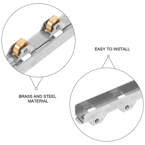 Heavy Duty Sliding Screen Door Pulley Wheel Replacement Rollers For Smooth As Butter Silent Glide Zero Friction Operation and Quick No Sweat Home Fix, brass and steel material.