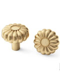 Six Pack Gold Dresser Knobs For Drawers And Cabinets Hardware Pulls In Brushed Brass Vintage Luxury Finish shown with mounting screws.