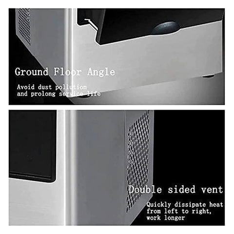Ground floor angle view of Top Tier Self Cleaning Countertop Ice Maker Portable Electric Machine shows double sided vent for effective heat dissipation.