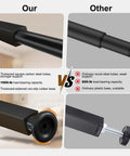 Comparison of adjustable metal bed risers showing strong carbon steel tubes vs weak plastic bases, highlighting durability and stability.
