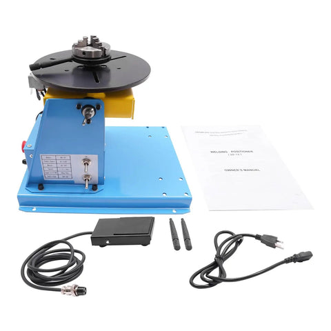 Rock Solid Welding Positioner Rotary Table For Pipe And Tank Jobs With Precision Three Jaw Chuck, includes foot pedal and manual.