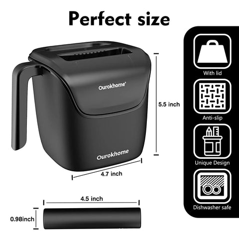 Knock Box For Espresso Grounds, Go To Pro Grade Stainless Steel Barista Tool With Removable Knock Bar, Handle And Lid, Black