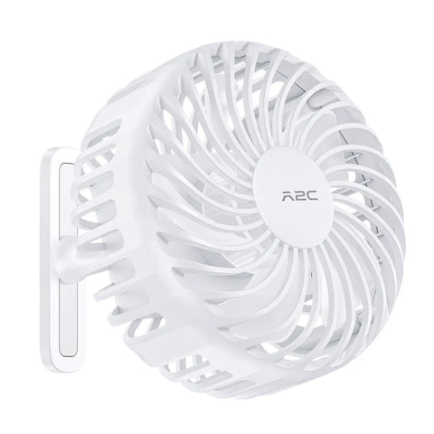 White Rechargeable Magnetic Golf Cart Fan With 3 Speeds, Portable Battery Powered Cooling and Adjustable Tilt, side view