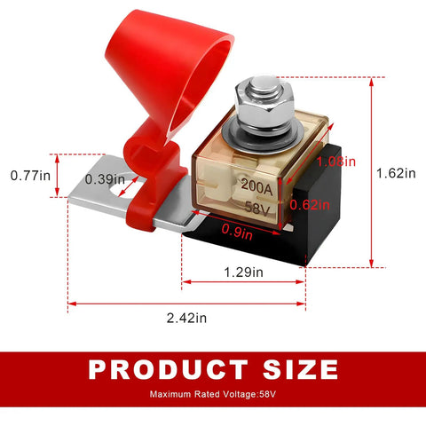 Premium Top Shelf 200A Terminal Fuse Block Kit With Waterproof Cap And 5 16 Inch Stud For Boats Trucks Rv And Hassle Free Industrial Circuit Protection Setup dimensions and features.