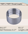 Stainless Steel 304 Weld On Bung Fitting 2 Inch NPT Female Thread Two Pack Heavy Duty Pipe Coupling, side view