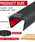 Flexible Rubber Edge Trim For Plywood Shelves 20 Ft Long Peel And Stick Edge Guard, size and measurement details displayed