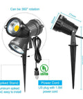 All Metal Landscape Outdoor Spotlights Waterproof IP65 5W 120V Yard Flood Light With Ground Stake 3200K Warm White in twin pack
