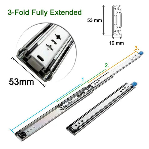 Heavy Duty Metal Drawer Slides Full Extension Cabinet Runners With Lock Silent And Stable 400mm Bead Slides 16 Inch Pair
