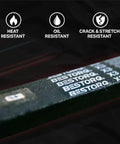 Close-up of heat, oil, crack-resistant Heavy Duty Wrapped V Belt X3 Rubber Fabric Belt 58 Inch Outer Circumference 0.51 Inch Width 0.34 Inch Height Black Drive Belt