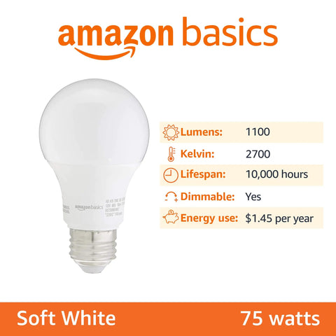 Energy Saving Led Bulbs With 75W Equivalence, 12W Output, Soft White 2700K, Dimmable E26 Base, Lifespan 10,000 Hours