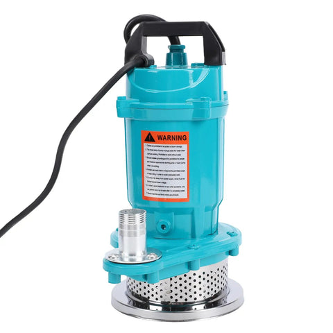Heavy Duty Stainless Steel Submersible Sump Pump With Solid 370W Drive Motor For Basement Drainage And Pond Flow Portable 110V Utility Water Pump, turquoise design.