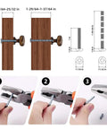 Round Knobs 1 Inch Solid Zinc Alloy Antique Brass Cabinet Handles, 4 Pack, installation and adjustment steps illustrated.