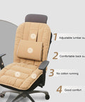Stylish Soft Heated Seat Pad With Non Slip Base, Washable Chair Cushion Offering 3 Heat Settings for Cozy Office Work Bench Recliner Warmth on office chair.