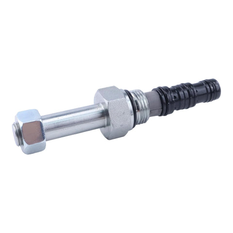 Side view of JEENDA 2-way lowering dump valve with metal body, hex nut, and ribbed hose fitting