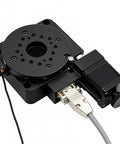 Heavy Duty 360 Indexing Plate And Electric Rotary Table Featuring Hella Smooth Worm Gear Drive, black metal, top view.