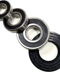 Heavy Duty Front Load Washer Tub Bearing And Seal Replacement Kit With Three Rock Solid Bearings And One Leak Proof Gasket For GE Machines. Three steel roller bearings and one gasket.