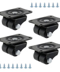 Set of Low Profile Dual Wheel Swivel Casters 1 Inch Wheel 4 Pack Nylon Wheel Heavy Duty Caster Set With Pre Drilled Mounting Plate