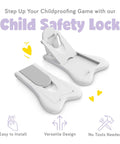 Kidproof Cabinet And Drawer Locks Set Of 2 Easy Install Baby Proofing Latches in white shown open and closed