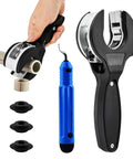 Ratcheting Tubing Cutter For Copper And Pex Pipes With 360 Degree Cut Adjustable From Five Sixteenths To One And One Eighth Inch Includes Deburring Tool And Four Bearing Blades Compact Handheld Plumbing Tool For Tight Spaces