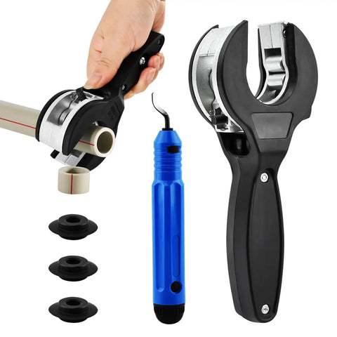 Ratcheting Tubing Cutter For Copper And Pex Pipes With 360 Degree Cut Adjustable From Five Sixteenths To One And One Eighth Inch Includes Deburring Tool And Four Bearing Blades Compact Handheld Plumbing Tool For Tight Spaces