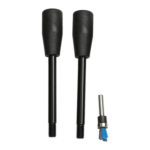 Dead Nuts Accurate Mini Dovetail Jig Template Kit handles and heavy-duty milling cutter for woodworking projects.
