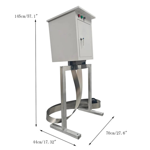 Intsuprm 60W Steel Belt Oil Skimmer With 6 Meter Stainless Strip on a sturdy stand for tramp oil removal in CNC machines.