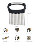 Zemcxney Crinkle Cutter, stainless steel wavy blades with black handle, 5.5-inch kitchen tool