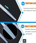 Close-up of Heavy Duty Nylon Cable Zip Ties 8 Inch Self Locking Wire Ties UV Resistant 50 Lbs Tensile Strength showing bent tip and locking teeth.