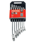 7 Piece SAE Reversible Ratcheting Wrench Set With 72-Tooth Box End, 15 Degree Offset, Chrome Finish For Corrosion Resistance And Quick Engagement In Tight Spaces packaged on display card