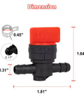 Dimensions and details of In Line Fuel Shut Off Valve For Small Engines One Quarter Inch Fuel Cut Off Valve Fits Riding Lawn Mowers