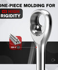 Top Shelf 3/8 Inch Drive Ratchet Wrench crafted from premium chrome vanadium steel showing one-piece molding for high rigidity.