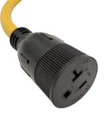 Close-up of the T blade female end on a NEMA 5-20 Extension Cord 50 Ft 125V 20A Heavy Duty Copper 12 AWG