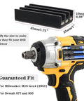 Two Pack Magnetic Drill Bit Holder Set for Impact Drivers and Drills with size measurements shown on a power tool.