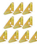 Rock Solid Corner Angle Braces, Pack Of 10 White Metal Right Angle Brackets For Furniture Repair And Cabinet Support, shown in a stacked arrangement.
