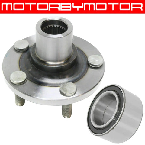 Front Wheel Bearing And Hub Assembly With Five Lugs For Subaru Baja Forester Impreza Legacy And Outback Fits 1990s Through 2008 Heavy Duty Replacement Reduces Noise And Vibration For Smooth Ride, showing metallic assembly with lugs and bearing.