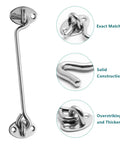 Heavy Duty Two Pack Eight Inch Gate Hook And Eye Latch Rock Solid Stainless Steel Security Latch For Outdoor Barn Door Privacy Bolt Rust Resistant Silver Hardware Kit close-up of hook and eye latch detail.