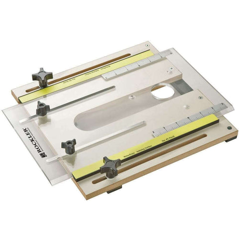 Router Fluting Jig For Perfect Flutes Pro Grade Setup With Easy Custom Drilling For Non Standard Profiles Ideal For Columns Molding And Furniture Parts Built From MDF And Aluminum With Stable Table Top For Fast Repetitive Routing, shown from top view.