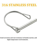 Heavy Duty Trailer Coupler Pin Kit No Tool Needed, 4 Pack 316 Stainless Steel Wire Lock Pins, 3/16 Inch Diameter By 1.97 Inch Length, Rustproof Quick Install Hitch Pin For Trailers, 316 stainless steel