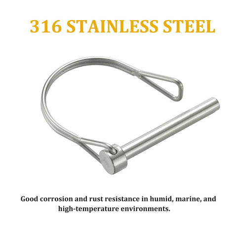 Heavy Duty Trailer Coupler Pin Kit No Tool Needed, 4 Pack 316 Stainless Steel Wire Lock Pins, 3/16 Inch Diameter By 1.97 Inch Length, Rustproof Quick Install Hitch Pin For Trailers, 316 stainless steel