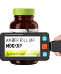 5 Inch Portable Digital Magnifier With 4X To 32X Zoom And Foldable Handle For Quick Reading On The Go displaying pill jar text