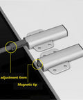 Push To Open Cabinet Latch Set Magnetic Door Touch Latches For Drawer Closure 2 Pack showing magnetic tip and adjustment