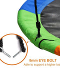 Close-up of 40 Inch Saucer Tree Swing With Large Rope Swing Seat And Platform For Kids And Friends Outdoor Backyard Swing Set Includes Bonus Carabiner