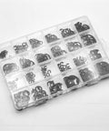 Alloy Steel E Clips And External Retaining Rings Kit Set Keronah With 360 Pieces In 24 Sizes in transparent compartment case
