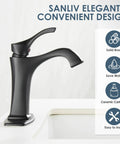 Matte Black Bathroom Faucet With One Hole And Deck Plate, Dope Single-Handle Vanity Tap, Modern Farmhouse Sink Faucet Display