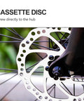 Cassette disc brake close-up showing connection to the hub, part of Heavy Duty Front And Rear Mechanical Disc Brake Pad Upgrade For Mountain Bikes Featuring Forged Aluminum Frames And Chunky Sintered Pads For Killer Stopping Power Easy Tweaks And Dependable Trail Performance All Around.