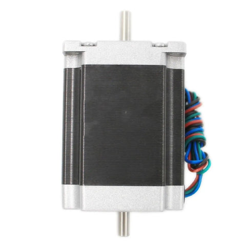 Nema 23 Stepper Motor 1.8 Degree 1.89Nm 3A Dual Shaft 57mm Frame 8mm Shaft For 3D Printers CNC Machines Engraving And Automation Projects Precision High Torque Stepper For Precise Motion, front view with dual shaft and wires