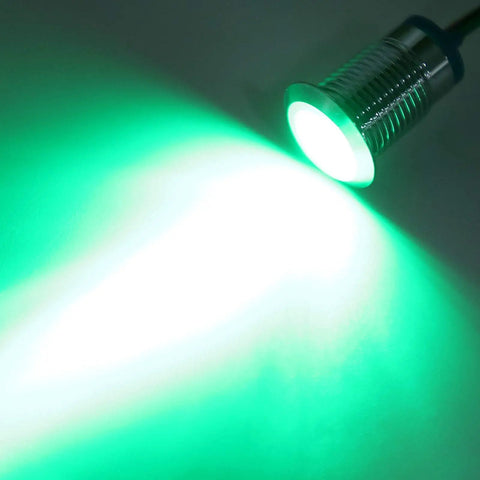 10mm Round LED Indicator Lights With Common Cathode, Dual Color Red And Green, Plug-N-Play Pre-Wired, glowing green light.