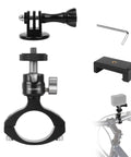 Handlebar Bike Pole Mount Kit With 360 Degree Ball Head For Action Cameras, Phone Holder, And Triple Mount Adapter, Quarter Inch Screw