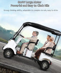 Four Passenger Electric Mobility Scooter Powered By 800 W Brushless Motor, Roll Smooth For Adults On Any Terrain, Heavy Steel Frame Built For Cruising Resorts Or Farms, Zero Sweat Assembly, featuring three passengers on a smooth road.